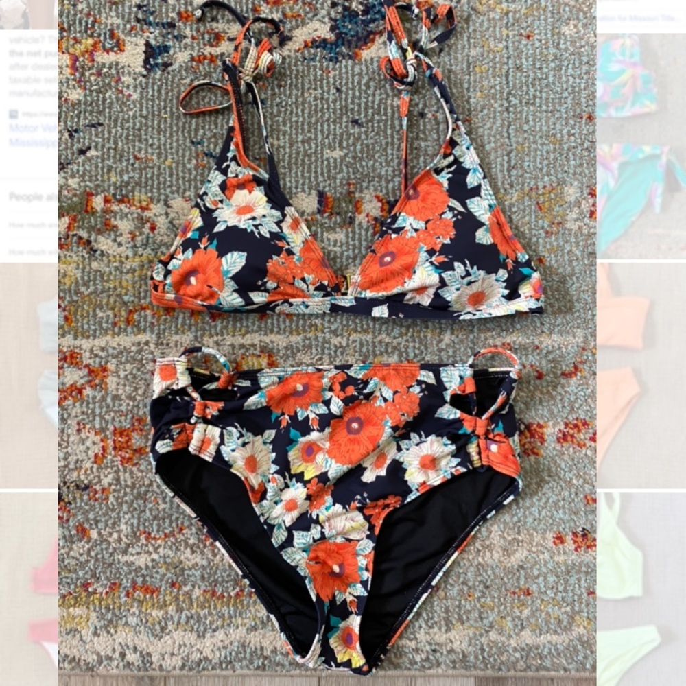 Floral high waisted bikini set